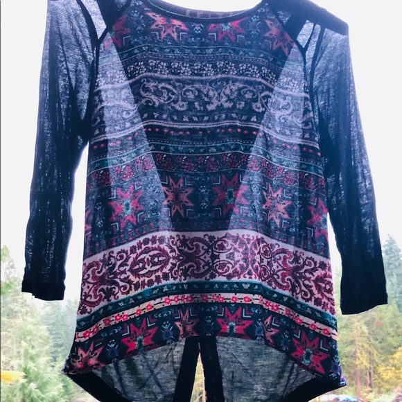 Boho open back top 3/4 sleeve - Picture 3 of 3
